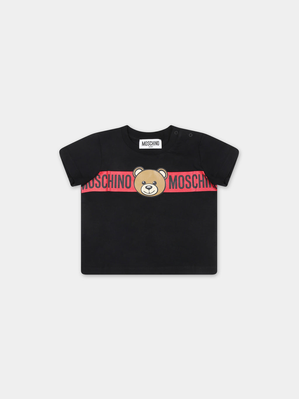 T-shirt nera per neonato con Teddy Bear e logo